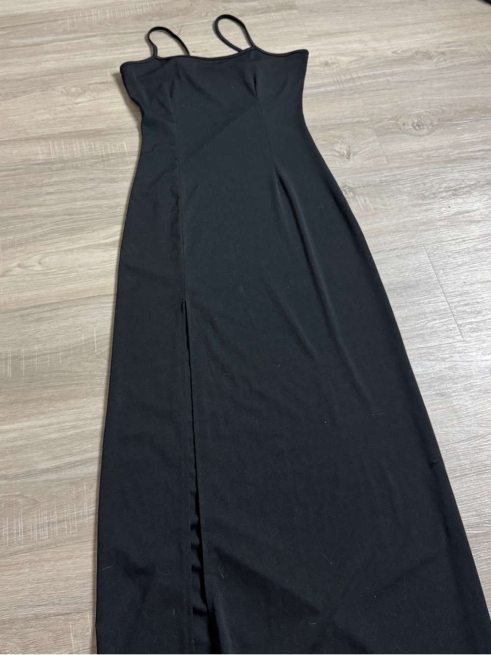 SHEIN Black Spaghetti-Strap Maxi Dress with Side Slit